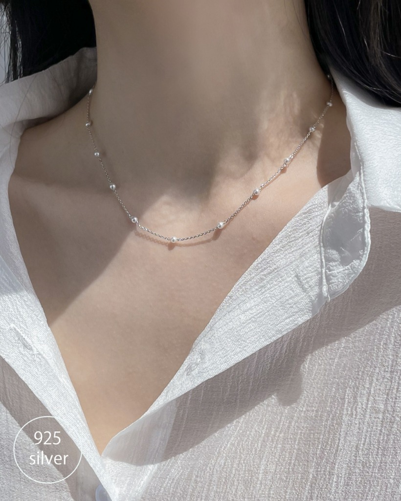line pearl necklace (silver925)